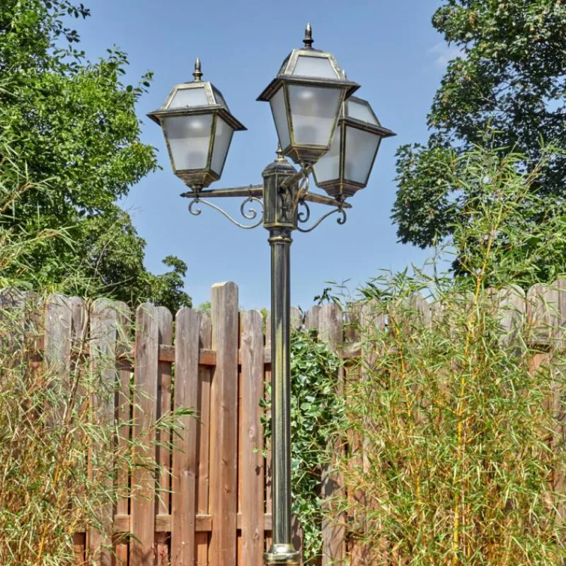 Luminaires Rustiques-hofstein Fornelos Luminaire extérieur, Réverbère, Eclairage de chemin Or, Noir, 3 lumières