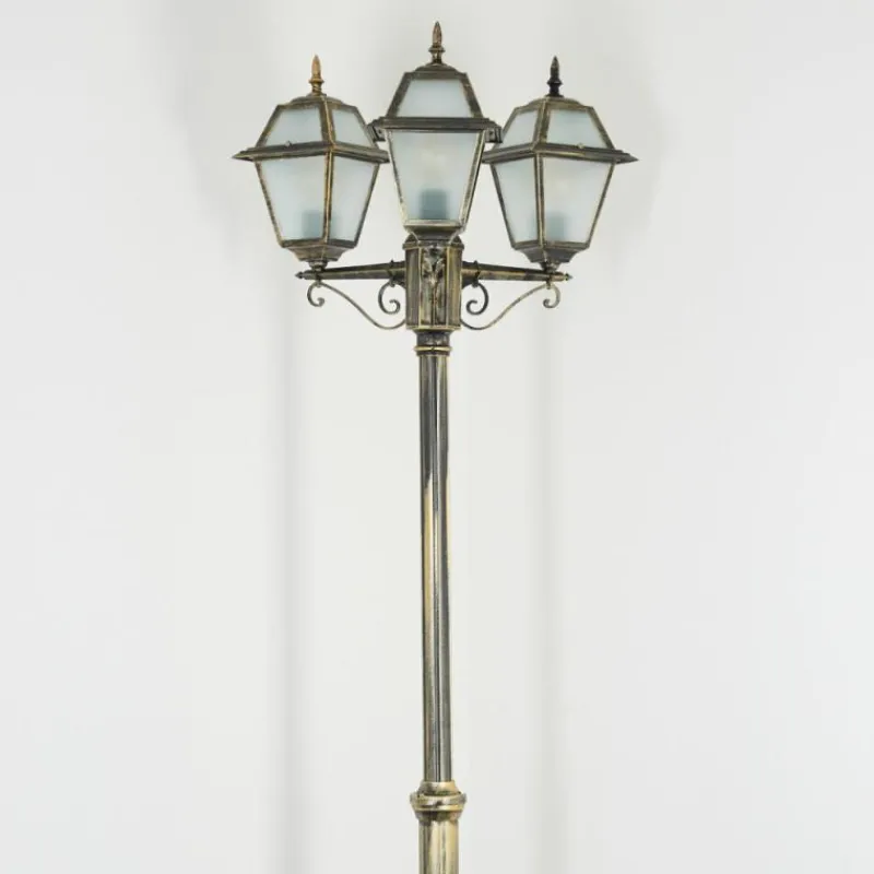 Luminaires Rustiques-hofstein Fornelos Luminaire extérieur, Réverbère, Eclairage de chemin Or, Noir, 3 lumières