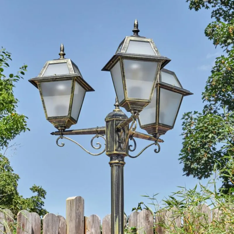 Luminaires Rustiques-hofstein Fornelos Luminaire extérieur, Réverbère, Eclairage de chemin Or, Noir, 3 lumières