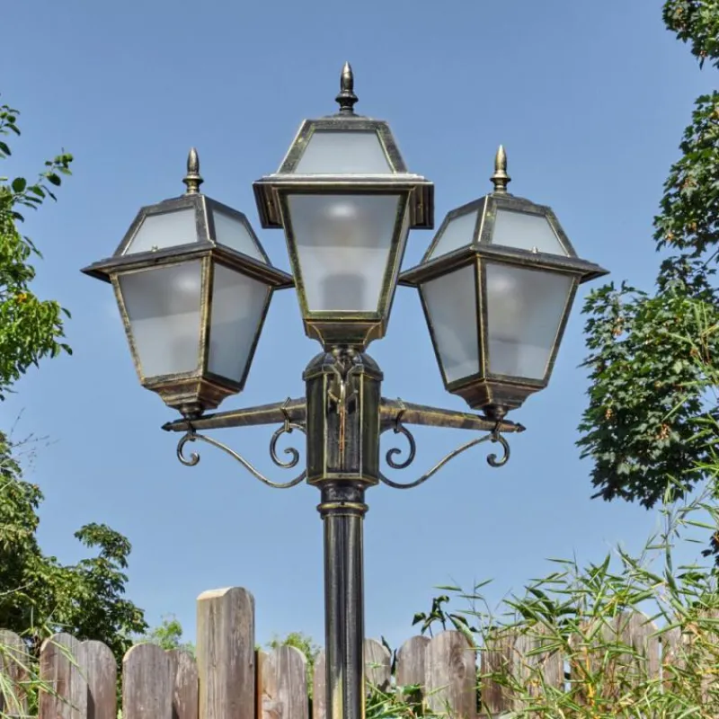 Luminaires Rustiques-hofstein Fornelos Luminaire extérieur, Réverbère, Eclairage de chemin Or, Noir, 3 lumières