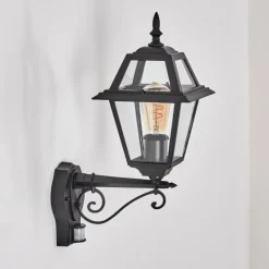 Luminaires Rustiques-hofstein Fornelos Luminaire extérieur, Lampe murale d´extérieur, Applique murale Noir, 1 lumière, Détecteur de mouvement