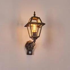 Luminaires Rustiques-hofstein Fornelos Luminaire extérieur, Lampe murale d´extérieur, Applique murale Or, Noir, 1 lumière, Détecteur de mouvement