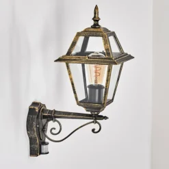 Luminaires Rustiques-hofstein Fornelos Luminaire extérieur, Lampe murale d´extérieur, Applique murale Or, Noir, 1 lumière, Détecteur de mouvement