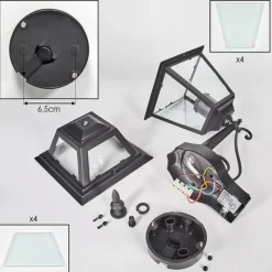 Luminaires Rustiques-hofstein Fornelos Luminaire extérieur, Lampe murale d´extérieur, Applique murale Noir, 1 lumière, Détecteur de mouvement
