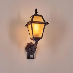 Luminaires Rustiques-hofstein Fornelos Luminaire extérieur, Lampe murale d´extérieur, Applique murale Noir, 1 lumière, Détecteur de mouvement