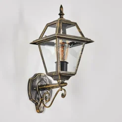 Luminaires Rustiques-hofstein Fornelos Luminaire extérieur, Lampe murale d´extérieur, Applique murale Or, Noir, 1 lumière