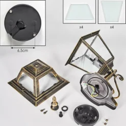 Luminaires Rustiques-hofstein Fornelos Luminaire extérieur, Lampe murale d´extérieur, Applique murale Or, Noir, 1 lumière