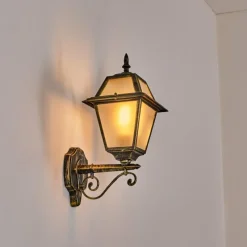 Luminaires Rustiques-hofstein Fornelos Luminaire extérieur, Lampe murale d´extérieur, Applique murale Or, Noir, 1 lumière