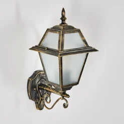 Luminaires Rustiques-hofstein Fornelos Luminaire extérieur, Lampe murale d´extérieur, Applique murale Or, Noir, 1 lumière