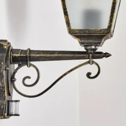 Luminaires Rustiques-hofstein Fornelos Luminaire extérieur, Lampe murale d´extérieur, Applique murale Or, Noir, 1 lumière, Détecteur de mouvement