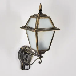 Luminaires Rustiques-hofstein Fornelos Luminaire extérieur, Lampe murale d´extérieur, Applique murale Or, Noir, 1 lumière, Détecteur de mouvement