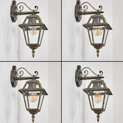 Luminaires Rustiques-hofstein Fornelos Luminaire extérieur, Lampe murale d´extérieur, Applique murale Or, Noir, 1 lumière