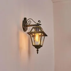 Luminaires Rustiques-hofstein Fornelos Luminaire extérieur, Lampe murale d´extérieur, Applique murale Or, Noir, 1 lumière