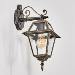 Luminaires Rustiques-hofstein Fornelos Luminaire extérieur, Lampe murale d´extérieur, Applique murale Or, Noir, 1 lumière