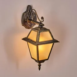 Luminaires Rustiques-hofstein Fornelos Luminaire extérieur, Lampe murale d´extérieur, Applique murale Or, Noir, 1 lumière