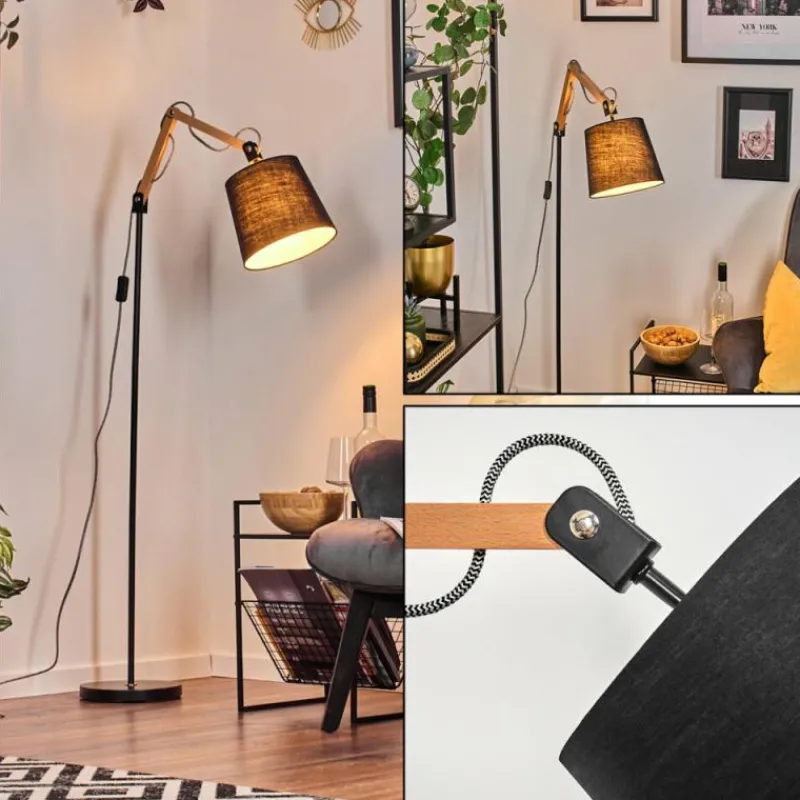 Lampes En Tissu-hofstein Fridene Lampadaire Écru, Noir, 1 lumière