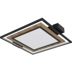 Lampes En Bois-Luminaires Globo Lighting GABALDO Plafonnier LED Couleur bois, Noir, Blanc, 1 lumière