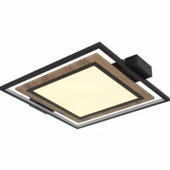 Lampes En Bois-Luminaires Globo Lighting GABALDO Plafonnier LED Couleur bois, Noir, Blanc, 1 lumière