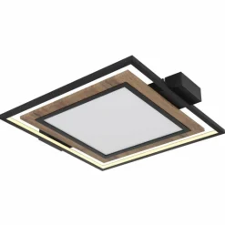 Lampes En Bois-Luminaires Globo Lighting GABALDO Plafonnier LED Couleur bois, Noir, Blanc, 1 lumière