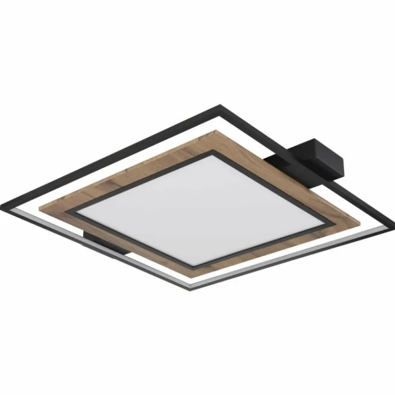 Lampes En Bois-Luminaires Globo Lighting GABALDO Plafonnier LED Couleur bois, Noir, Blanc, 1 lumière