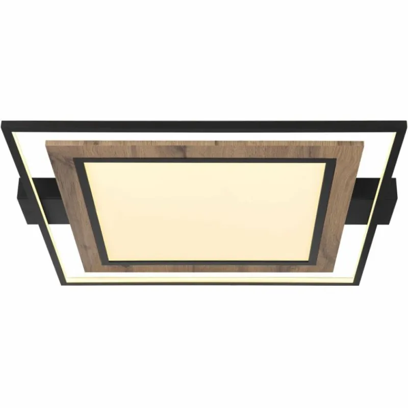 Lampes En Bois-Luminaires Globo Lighting GABALDO Plafonnier LED Couleur bois, Noir, Blanc, 1 lumière