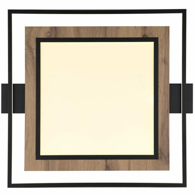 Lampes En Bois-Luminaires Globo Lighting GABALDO Plafonnier LED Couleur bois, Noir, Blanc, 1 lumière