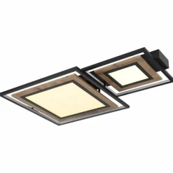Lampes En Bois-Luminaires Globo Lighting GABALDO Plafonnier LED Couleur bois, Noir, Blanc, 1 lumière