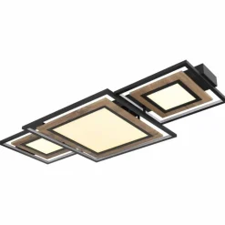 Lampes En Bois-Luminaires Globo Lighting GABALDO Plafonnier LED Couleur bois, Noir, Blanc, 1 lumière