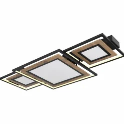 Lampes En Bois-Luminaires Globo Lighting GABALDO Plafonnier LED Couleur bois, Noir, Blanc, 1 lumière