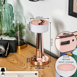 hofstein Gallboda Lampe à poser LED Cuivre, 1 lumière