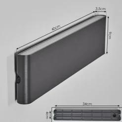 hofstein Gamas Lampe murale d´extérieur, Luminaire de salle de bain, Applique murale, Spot mural Anthracite, 1 lumière