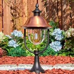 Luminaires Rustiques-hofstein Gascon Eclairage de chemin Cuivre, Noir, 1 lumière