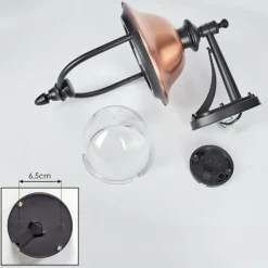 Luminaires Rustiques-hofstein Gascon Lampe murale d´extérieur, Applique murale Cuivre, Noir, 1 lumière