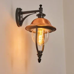 Luminaires Rustiques-hofstein Gascon Lampe murale d´extérieur, Applique murale Cuivre, Noir, 1 lumière