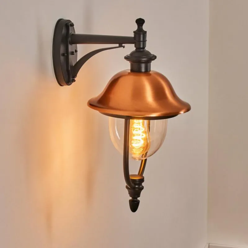 Luminaires Rustiques-hofstein Gascon Lampe murale d´extérieur, Applique murale Cuivre, Noir, 1 lumière