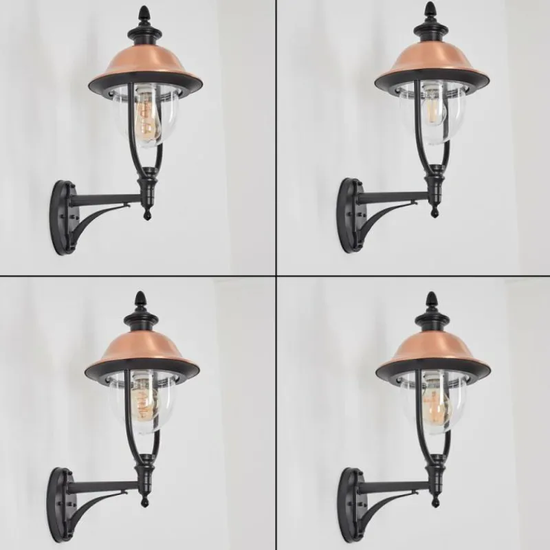 Luminaires Rustiques-hofstein Gascon Lampe murale d´extérieur, Applique murale Cuivre, Noir, 1 lumière