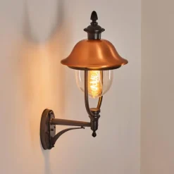 Luminaires Rustiques-hofstein Gascon Lampe murale d´extérieur, Applique murale Cuivre, Noir, 1 lumière