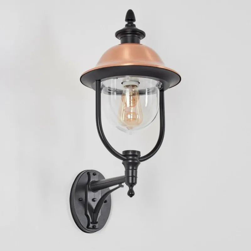 Luminaires Rustiques-hofstein Gascon Lampe murale d´extérieur, Applique murale Cuivre, Noir, 1 lumière