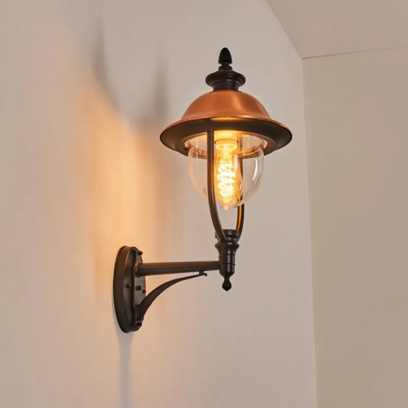 Luminaires Rustiques-hofstein Gascon Lampe murale d´extérieur, Applique murale Cuivre, Noir, 1 lumière