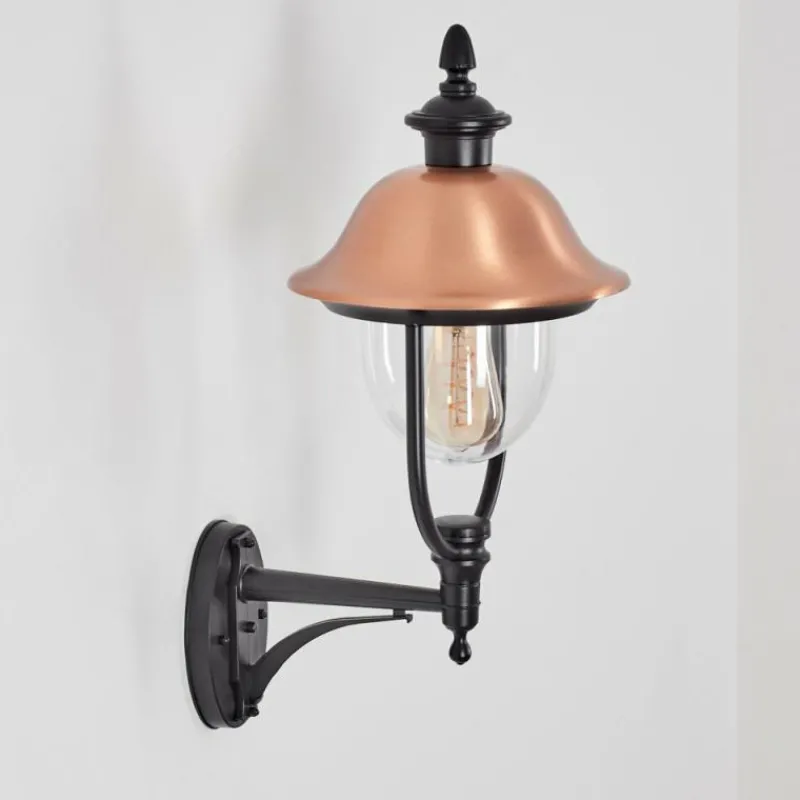 Luminaires Rustiques-hofstein Gascon Lampe murale d´extérieur, Applique murale Cuivre, Noir, 1 lumière