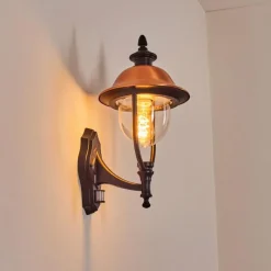 Luminaires Rustiques-hofstein Gascon Lampe murale d´extérieur, Applique murale Cuivre, Noir, 1 lumière, Détecteur de mouvement