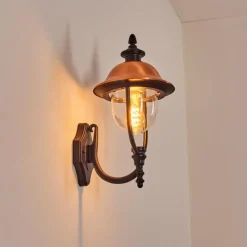 Luminaires Rustiques-hofstein Gascon Lampe murale d´extérieur, Applique murale Cuivre, Noir, 1 lumière