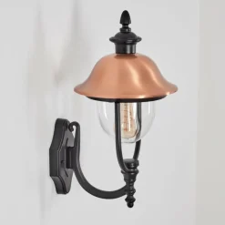 Luminaires Rustiques-hofstein Gascon Lampe murale d´extérieur, Applique murale Cuivre, Noir, 1 lumière