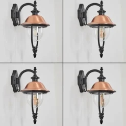 Luminaires Rustiques-hofstein Gascon Lampe murale d´extérieur, Applique murale Cuivre, Noir, 1 lumière