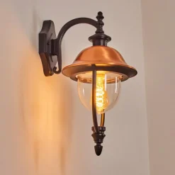 Luminaires Rustiques-hofstein Gascon Lampe murale d´extérieur, Applique murale Cuivre, Noir, 1 lumière