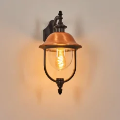 Luminaires Rustiques-hofstein Gascon Lampe murale d´extérieur, Applique murale Cuivre, Noir, 1 lumière