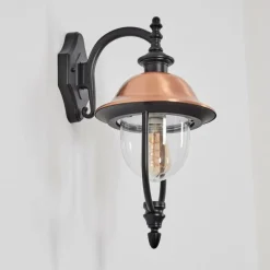 Luminaires Rustiques-hofstein Gascon Lampe murale d´extérieur, Applique murale Cuivre, Noir, 1 lumière