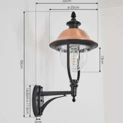 Luminaires Rustiques-hofstein Gascon Lampe murale d´extérieur, Applique murale Cuivre, Noir, 1 lumière