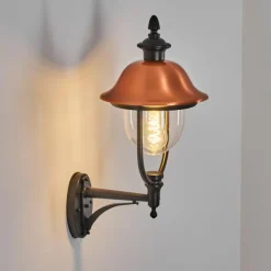 Luminaires Rustiques-hofstein Gascon Lampe murale d´extérieur, Applique murale Cuivre, Noir, 1 lumière