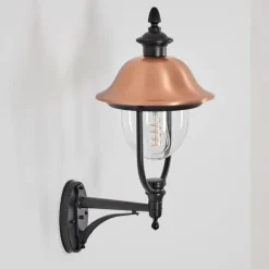 Luminaires Rustiques-hofstein Gascon Lampe murale d´extérieur, Applique murale Cuivre, Noir, 1 lumière